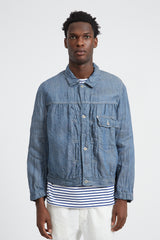 Short Jacket 6.5oz Linen Denim - Blue