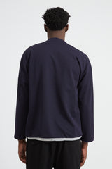 Polyester Pique Jersey Lined Easy Cardigan - Navy