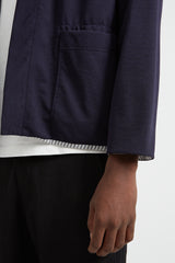 Polyester Pique Jersey Lined Easy Cardigan - Navy