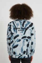 661X7 MARINA Cotton Fleece Reef Camo Print Crewneck Sweatshirt - Aqua