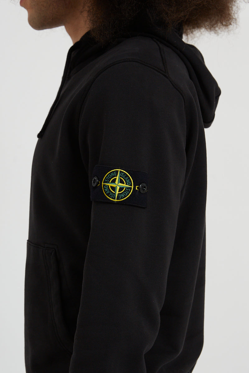 64151 Cotton Fleece Garment Dyed Hooded Sweatshirt S22 - Black