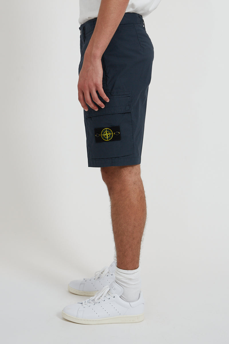 L0803 Stretch Cotton Tela Paracadute Bermuda Shorts - Dark Blue