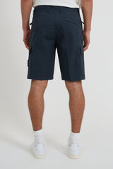 L0803 Stretch Cotton Tela Paracadute Bermuda Shorts - Dark Blue