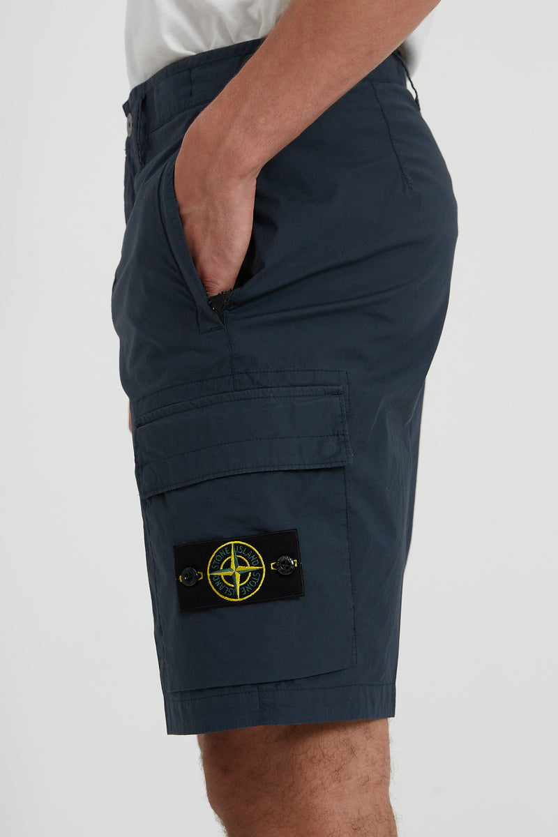 L0803 Stretch Cotton Tela Paracadute Bermuda Shorts - Dark Blue
