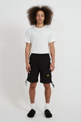 L0703 Stretch Cotton Tela Paracadute Bermuda Shorts - Black