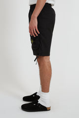 L0703 Stretch Cotton Tela Paracadute Bermuda Shorts - Black