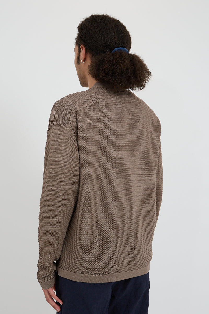 Summer Cotton Knit Cardigan - Brown