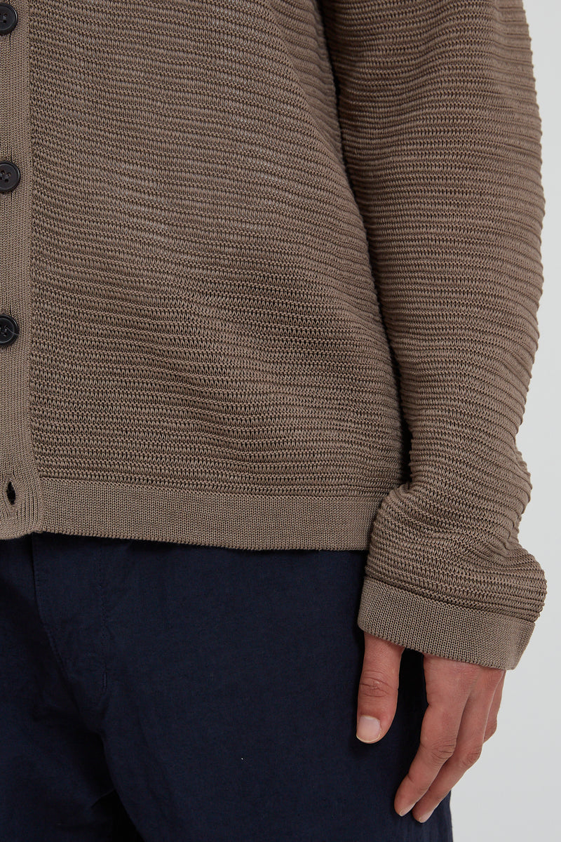 Summer Cotton Knit Cardigan - Brown