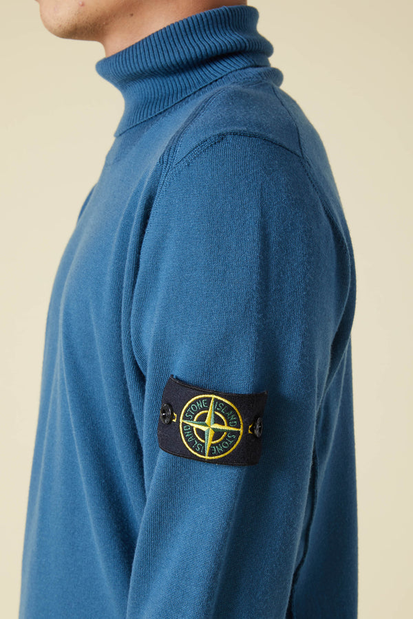 537C4 SLUB WOOL GARMENT DYED TURTLENECK - DARK BLUE
