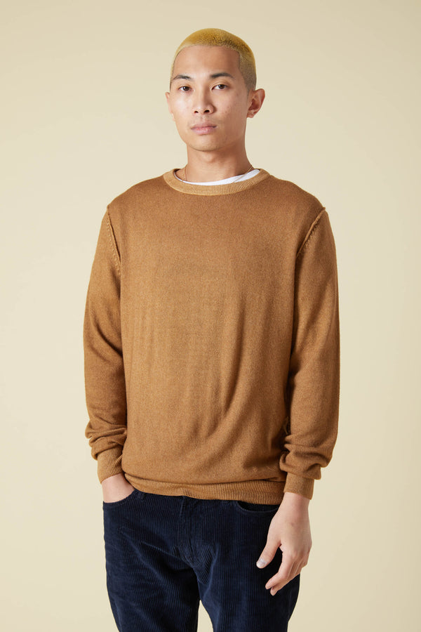 WOOL & CASHMERE CREW SWEATER - CAMEL