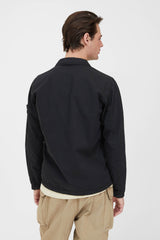 117WN Brushed Cotton Canvas Zipped Overshirt - Black