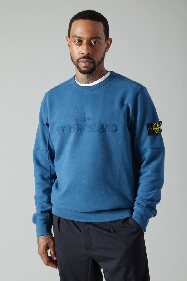 63420 BRUSHED COTTON FLEECE LOGO SWEATSHIRT - DARK BLUE