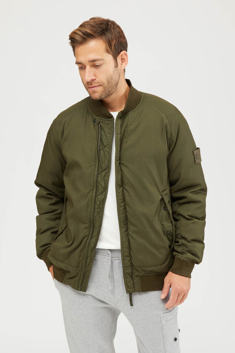 439F2 Stretch Wool Nylon-Tc Down Ghost Piece Bomber Jacket - Military Green
