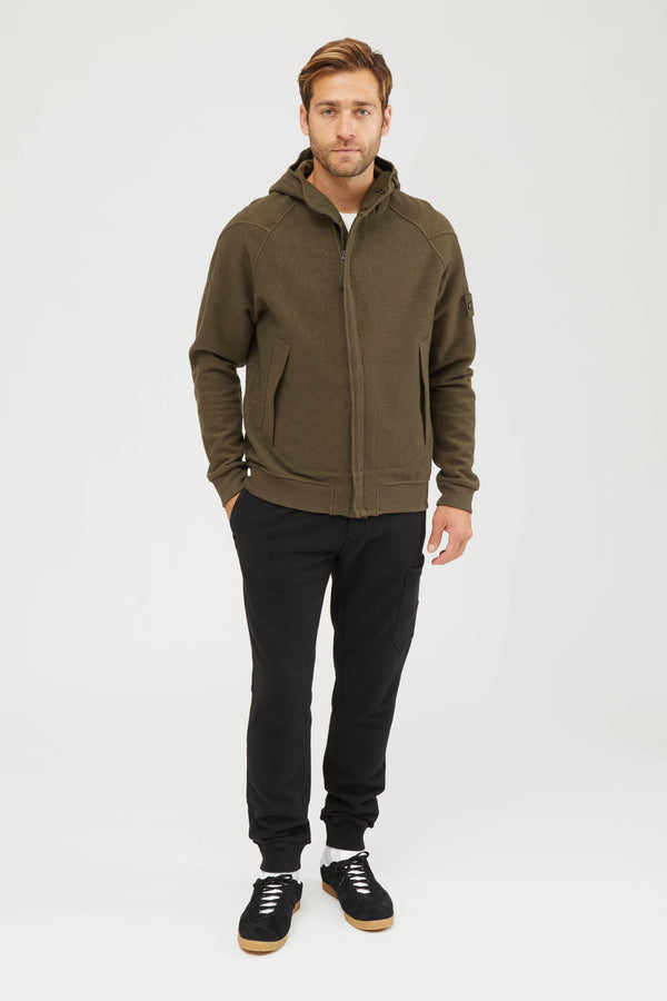 651F5 Felpa Spugna Cotone Lana Hooded Sweatshirt - Military Green