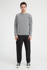Extra Hard Twist Wool Crew Neck Sweater - Grey