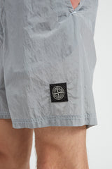 B0943 Nylon Metal Garment Dyed Swim Trunks - Pearl Grey