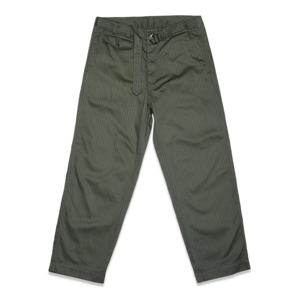 Supima Cotton Herringbone D-Ring Belted Pants - Olive