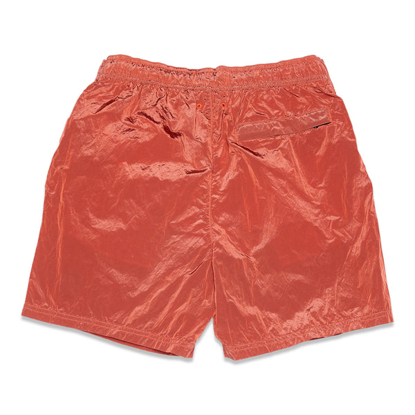 B0943 Nylon Metal Garment Dyed Swim Shorts - Orange Red