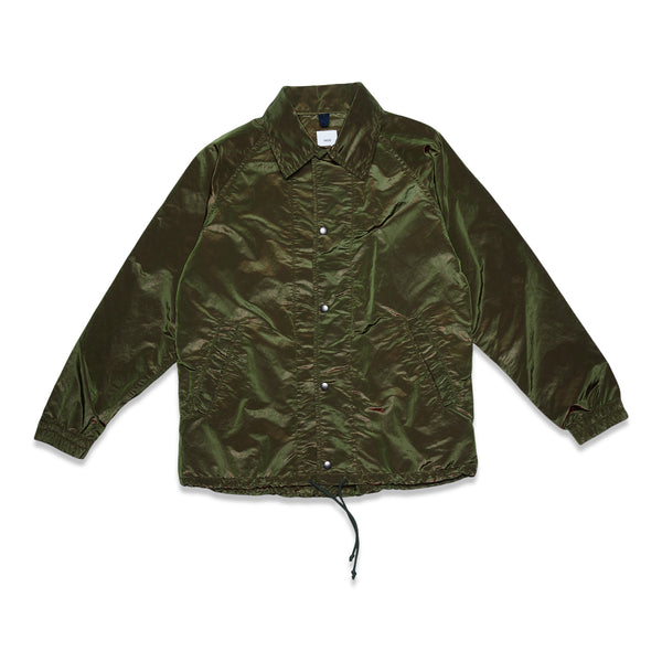 Super Iridescent Nylon Taffeta Coaches Jacket - Olive