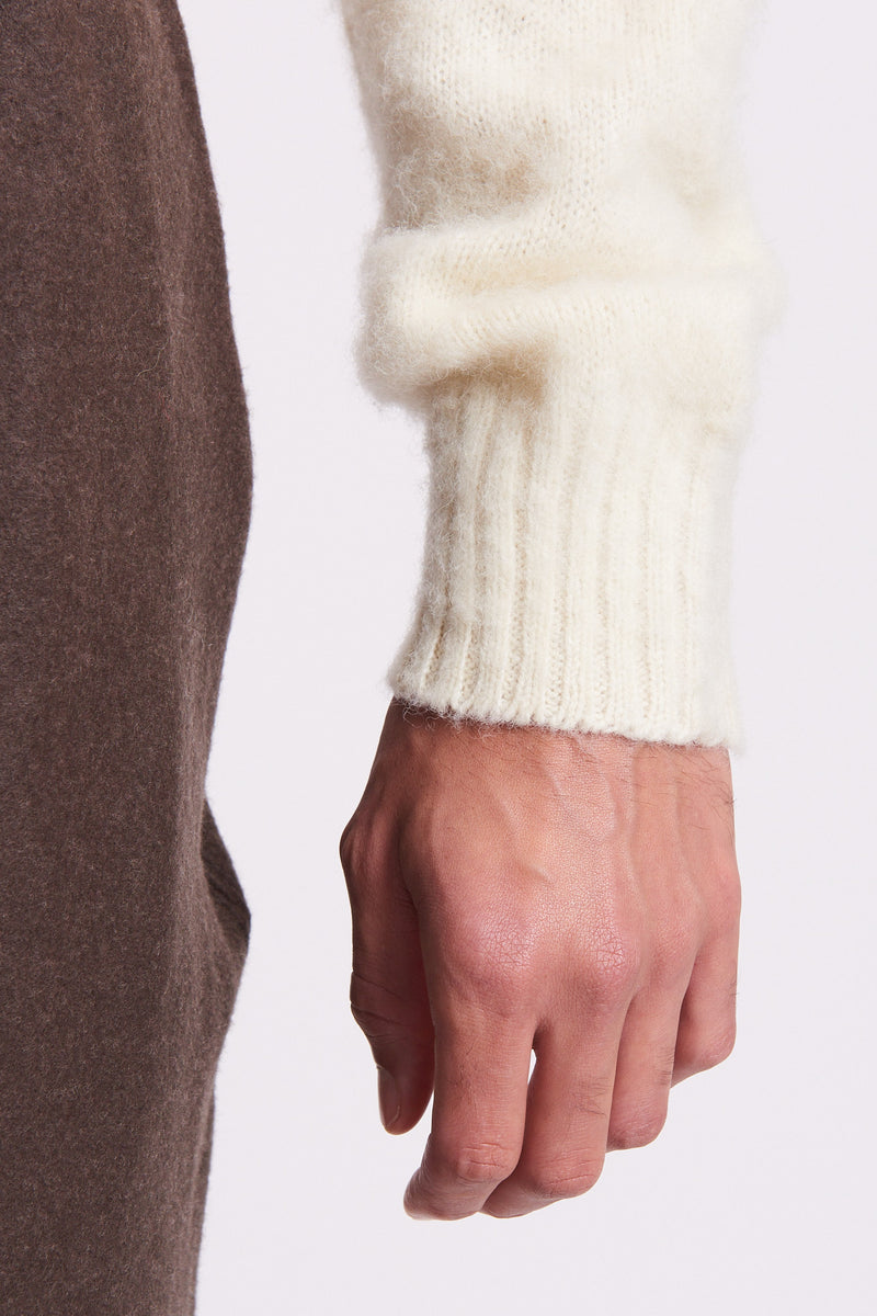Shetland Crew Wool Brushed - White