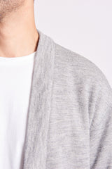 Wool Viscose Jacquard Jersey Lined Easy Cardigan - Light Grey