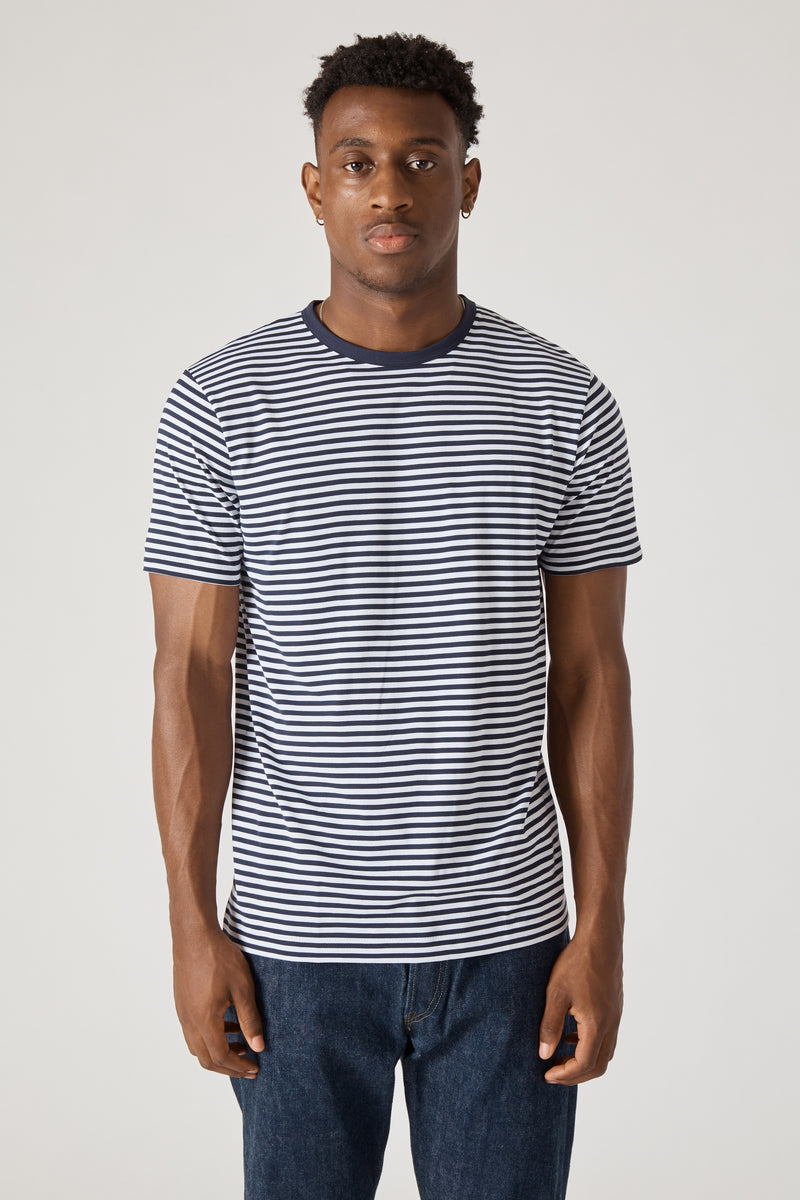 Ss Crew Neck Tshirt - White/Navy