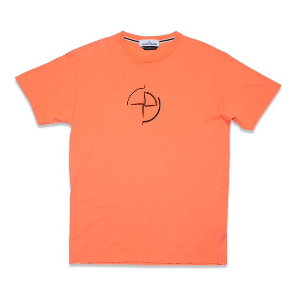 2Ns89 Cotton Jersey '30/1' Data Scan Print Garment Dyed T-Shirt - Orange Red