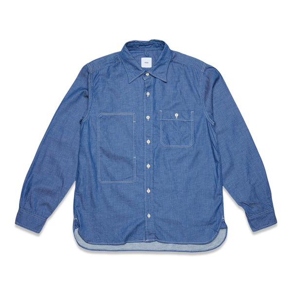 6Oz Slub Denim Asymmetric Pocket Work Shirt - Blue
