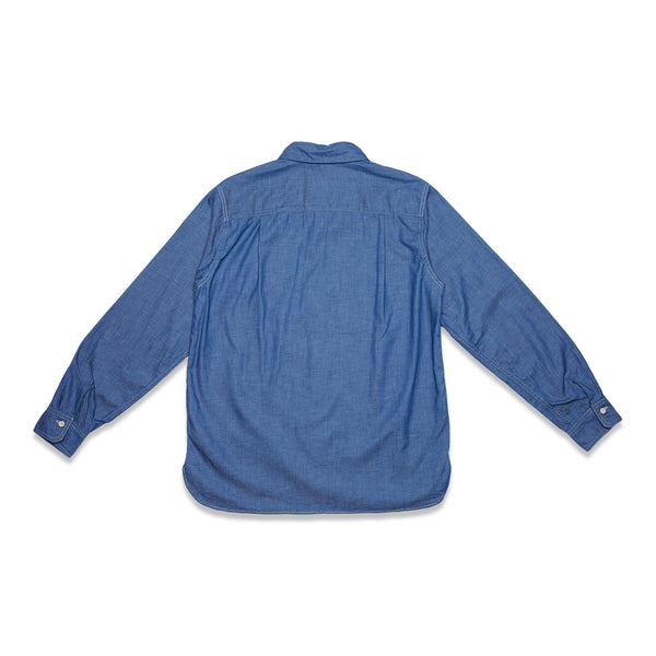 6Oz Slub Denim Asymmetric Pocket Work Shirt - Blue