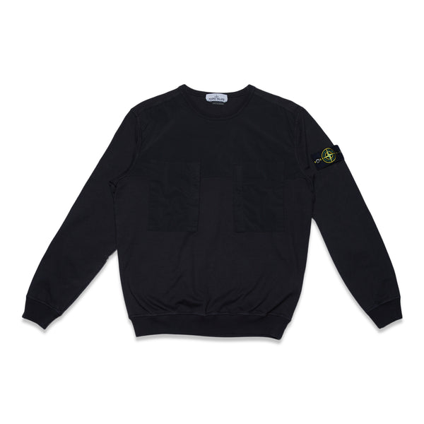 61953 Heavy Cotton Jersey +Mussola Gommata Garment Dyed Sweatshirt - Black