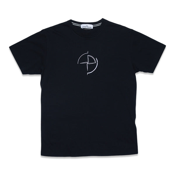 2Ns89 Cotton Jersey '30/1' Data Scan Print Garment Dyed T-Shirt - Black